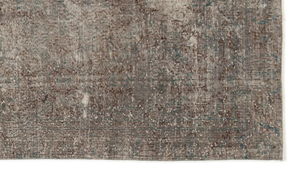 Gray Over Dyed Vintage Rug 4&#39;4&#39;&#39; x 7&#39;7&#39;&#39; ft 131 x 232 cm