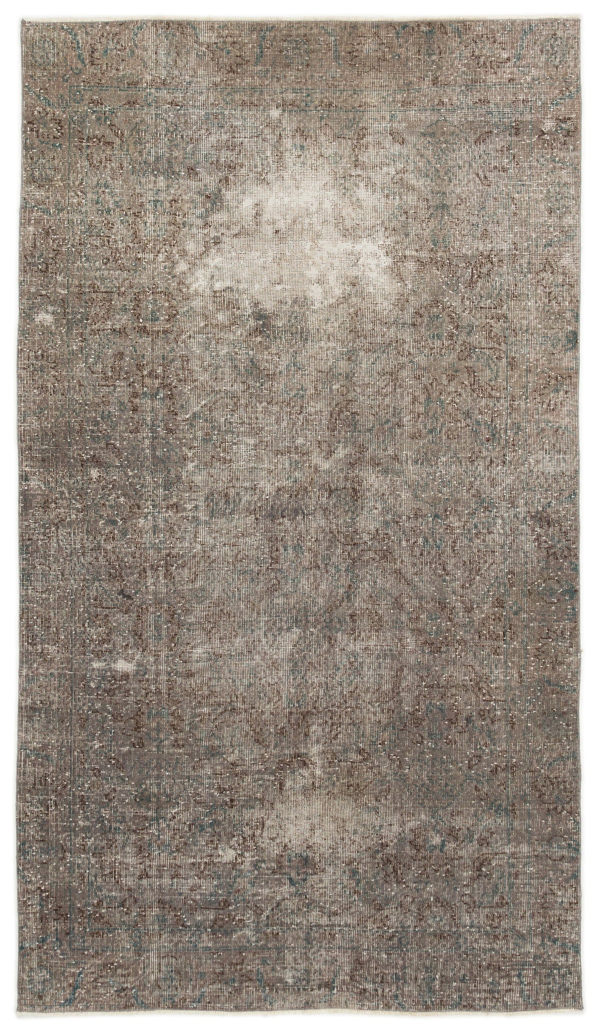 Gray Over Dyed Vintage Rug 4&#39;4&#39;&#39; x 7&#39;7&#39;&#39; ft 131 x 232 cm