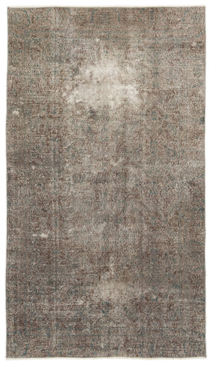 Gray Over Dyed Vintage Rug 4'4'' x 7'7'' ft 131 x 232 cm