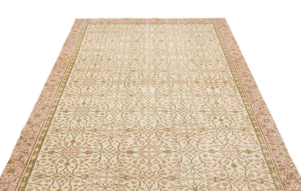 Beige Over Dyed Vintage Rug 5'7'' x 9'10'' ft 170 x 300 cm