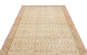 Beige Over Dyed Vintage Rug 5'7'' x 9'10'' ft 170 x 300 cm