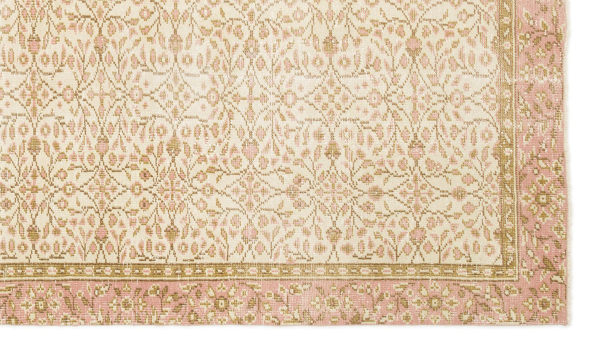 Beige Over Dyed Vintage Rug 5&#39;7&#39;&#39; x 9&#39;10&#39;&#39; ft 170 x 300 cm