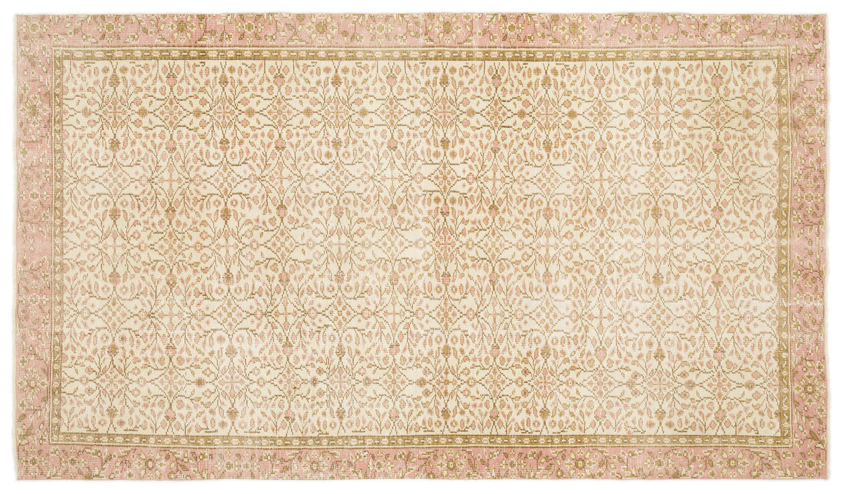 Beige Over Dyed Vintage Rug 5&#39;7&#39;&#39; x 9&#39;10&#39;&#39; ft 170 x 300 cm