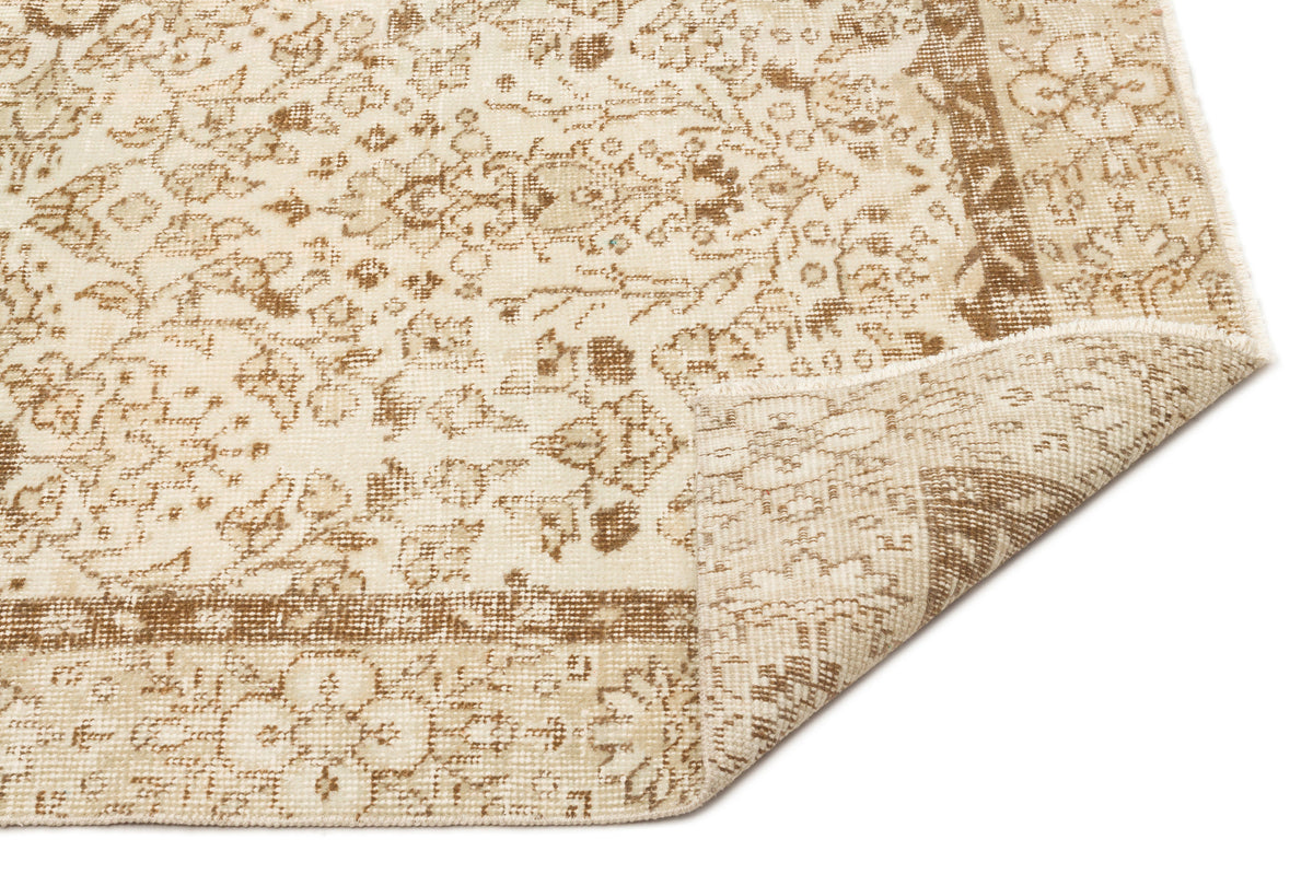 Beige Over Dyed Vintage Rug 5&#39;3&#39;&#39; x 8&#39;12&#39;&#39; ft 160 x 274 cm