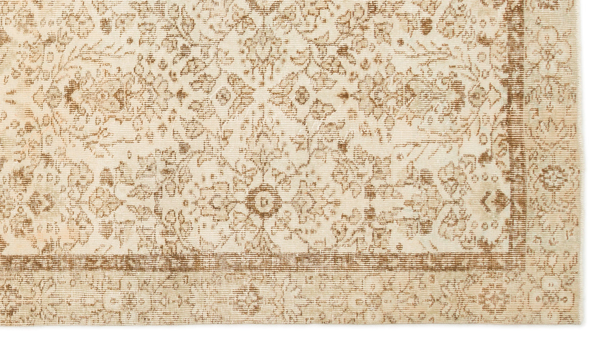 Beige Over Dyed Vintage Rug 5&#39;3&#39;&#39; x 8&#39;12&#39;&#39; ft 160 x 274 cm