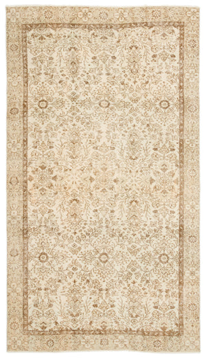 Beige Over Dyed Vintage Rug 5'3'' x 8'12'' ft 160 x 274 cm