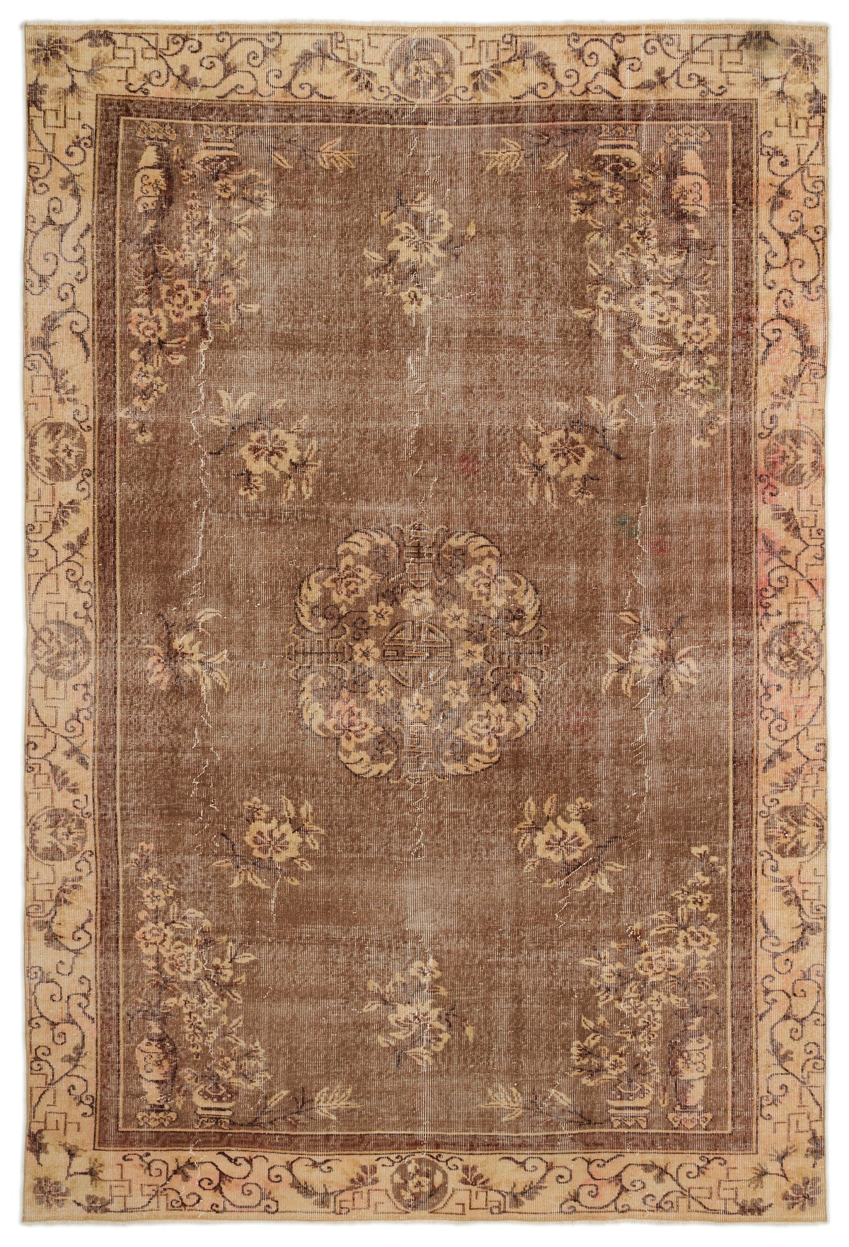 Naturel Over Dyed Vintage Rug 6&#39;4&#39;&#39; x 9&#39;8&#39;&#39; ft 193 x 294 cm