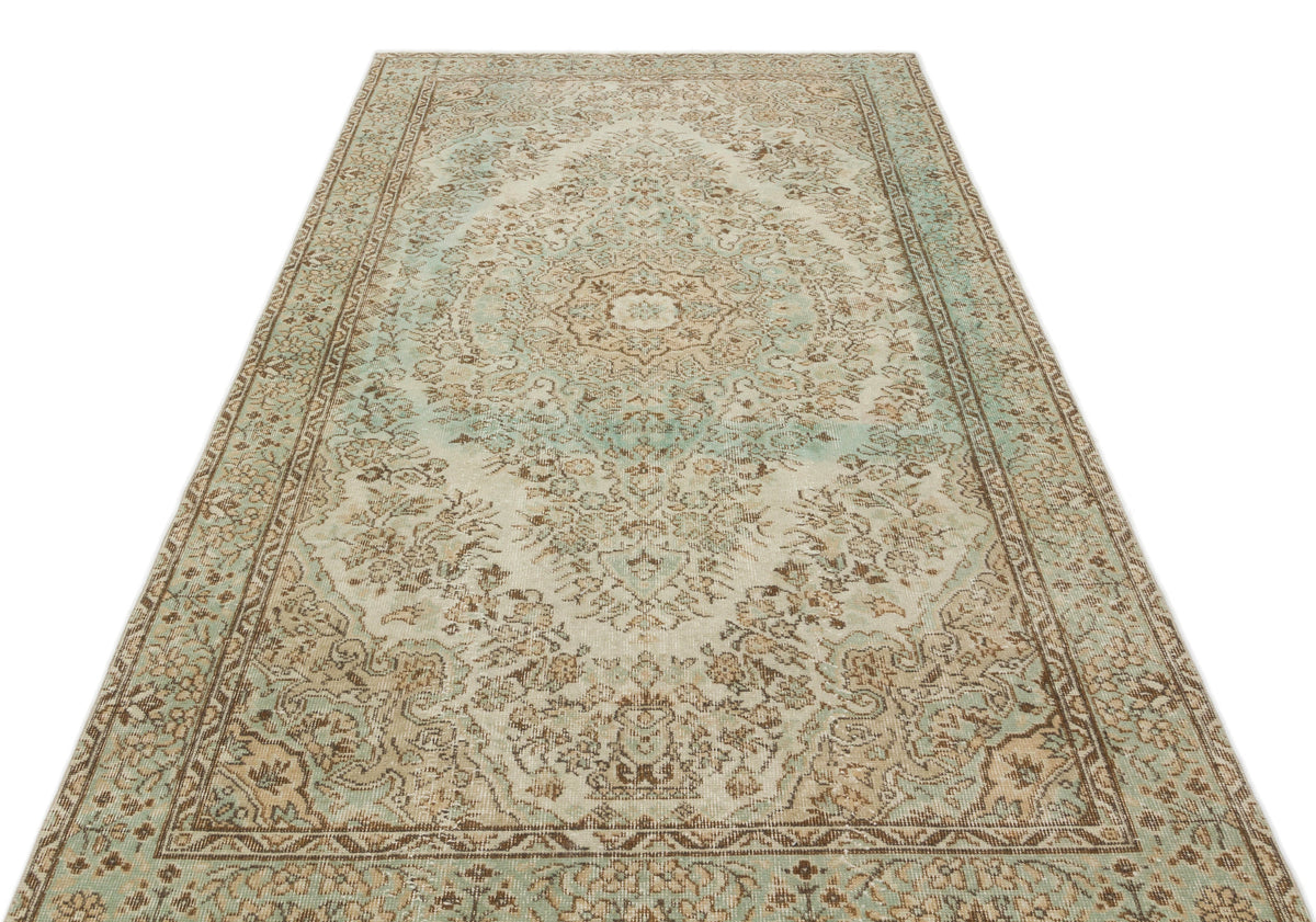 Beige Over Dyed Vintage Rug 4&#39;12&#39;&#39; x 9&#39;3&#39;&#39; ft 152 x 283 cm