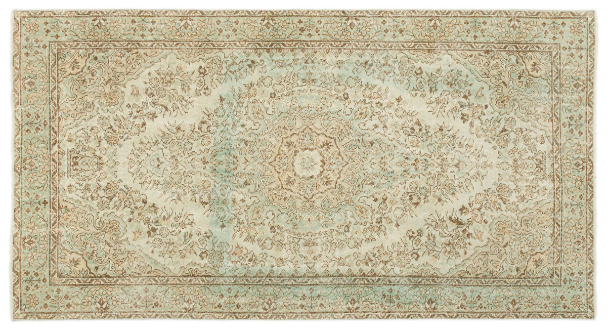 Beige Over Dyed Vintage Rug 4&#39;12&#39;&#39; x 9&#39;3&#39;&#39; ft 152 x 283 cm