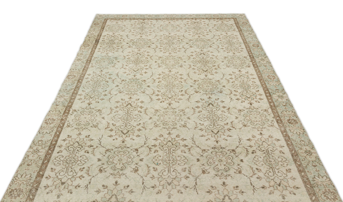 Beige Over Dyed Vintage Rug 5&#39;9&#39;&#39; x 9&#39;11&#39;&#39; ft 176 x 301 cm