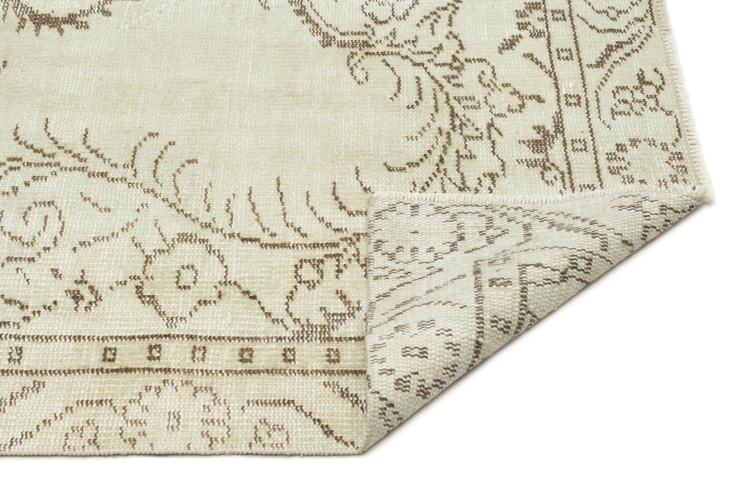 Beige Over Dyed Vintage Rug 4'11'' x 8'12'' ft 150 x 274 cm
