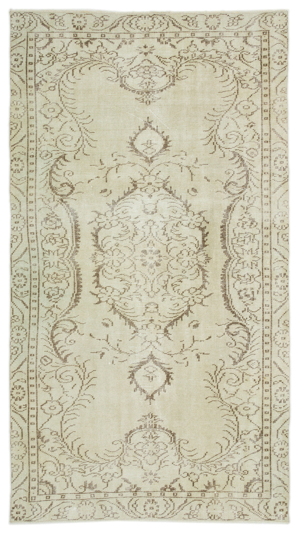 Beige Over Dyed Vintage Rug 4'11'' x 8'12'' ft 150 x 274 cm