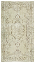 Beige Over Dyed Vintage Rug 4'11'' x 8'12'' ft 150 x 274 cm