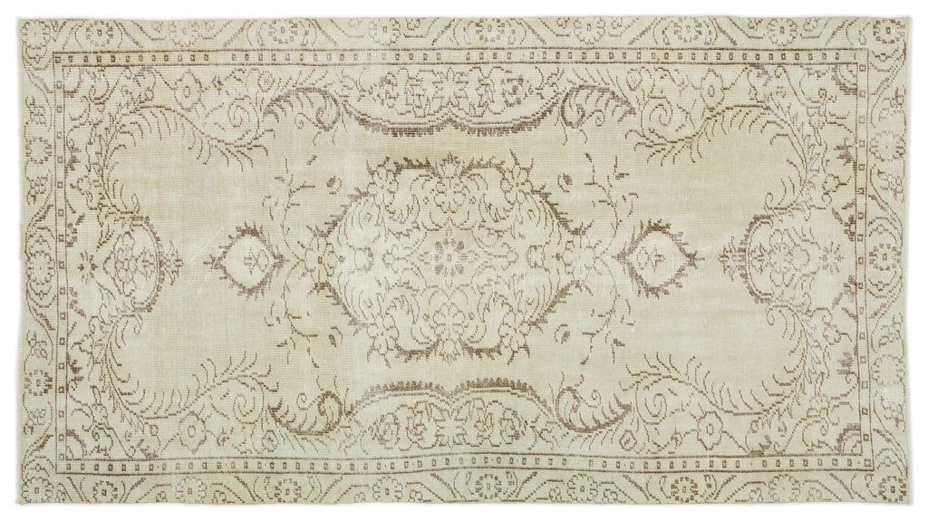 Beige Over Dyed Vintage Rug 4'11'' x 8'12'' ft 150 x 274 cm