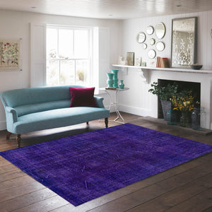 Indigo Over Dyed  Rug  I Plain Rug | Turkish Rug | Hand Weaving Rug  | Living Room Rug | Wool Rug | Vintage Rug | Tumbled Rug  | Retro Rug | Boho Rug I6'2'' x 9'9'' ft 188 x 297 cm