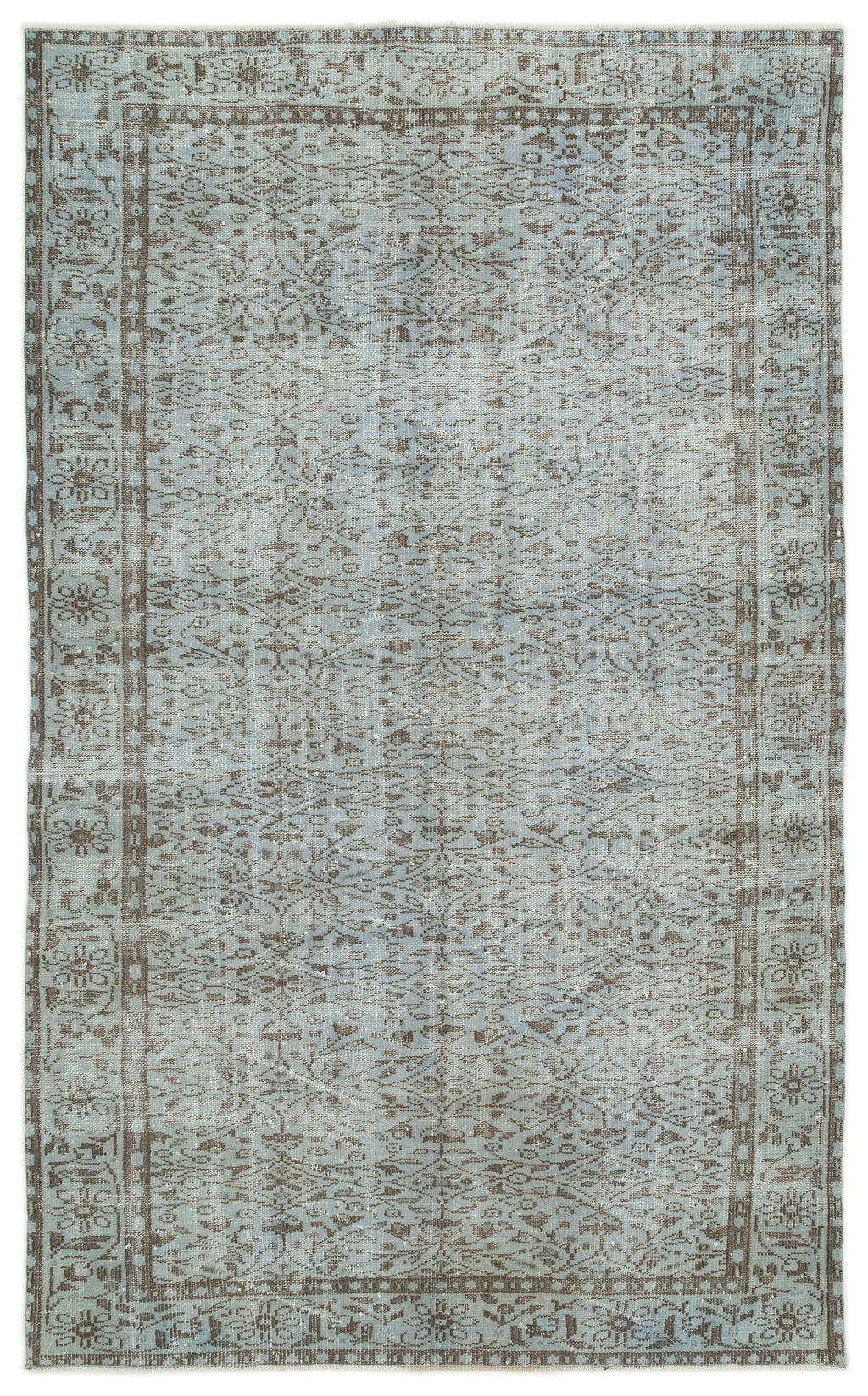 Gray Over Dyed Vintage Rug 5'8'' x 9'4'' ft 172 x 285 cm