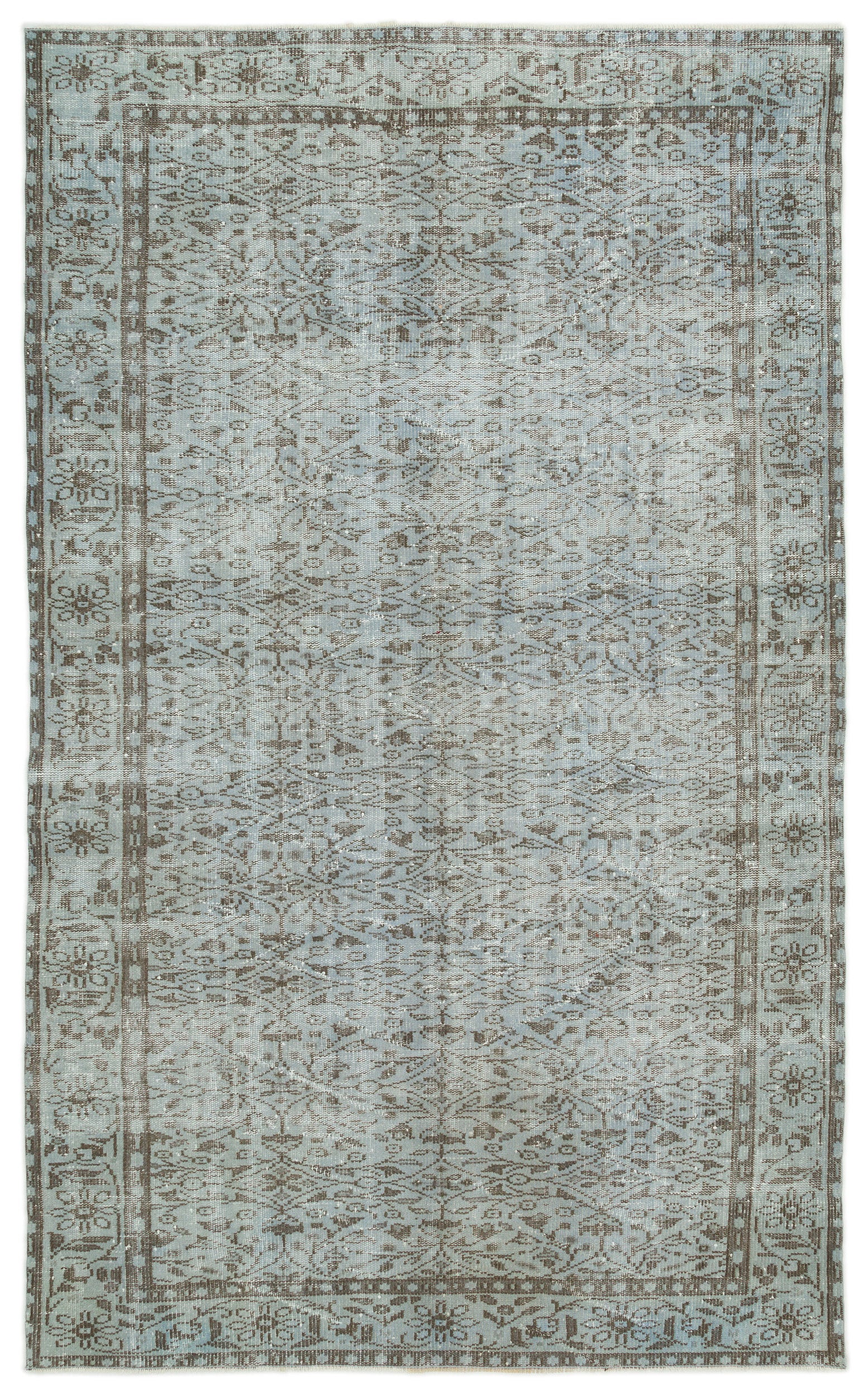 Gray Over Dyed Vintage Rug 5'8'' x 9'4'' ft 172 x 285 cm