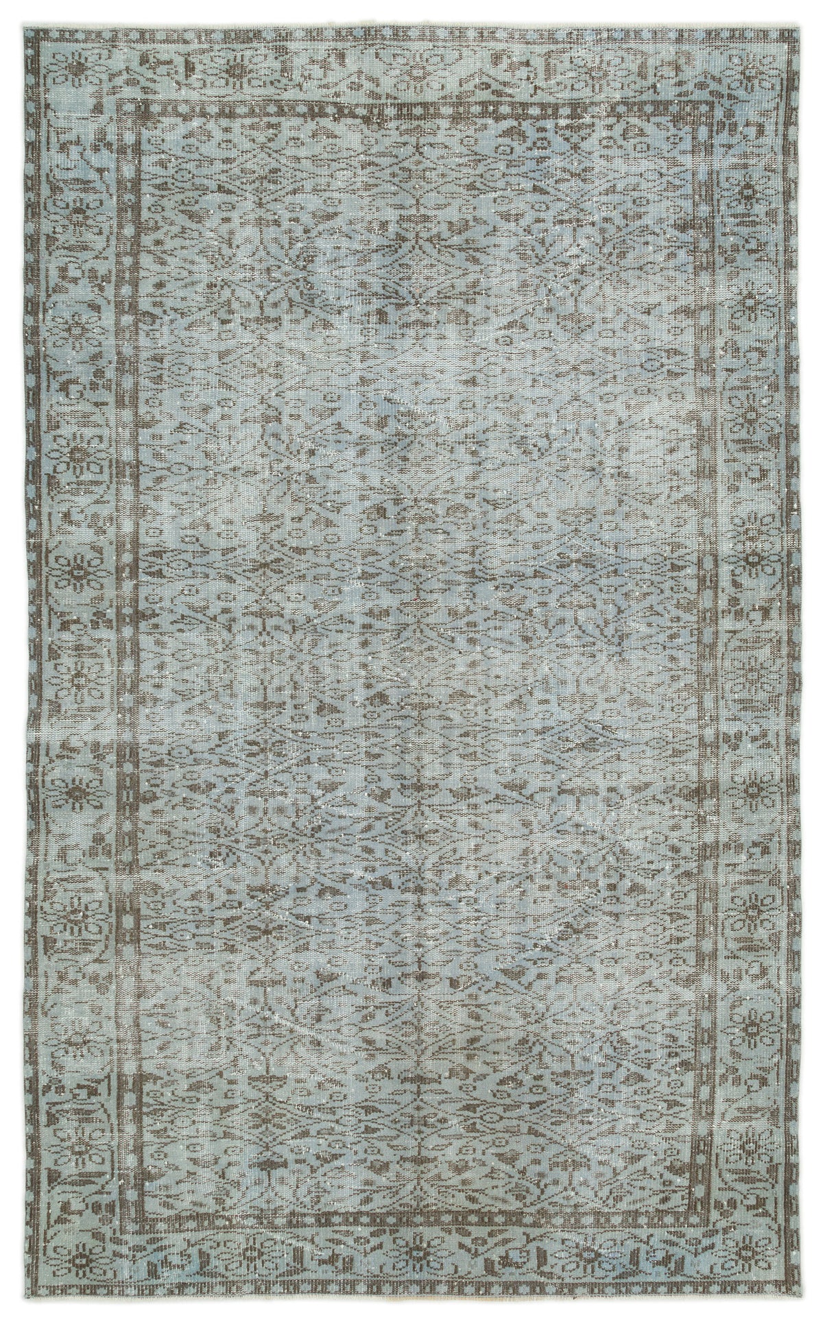 Gray Over Dyed Vintage Rug 5&#39;8&#39;&#39; x 9&#39;4&#39;&#39; ft 172 x 285 cm