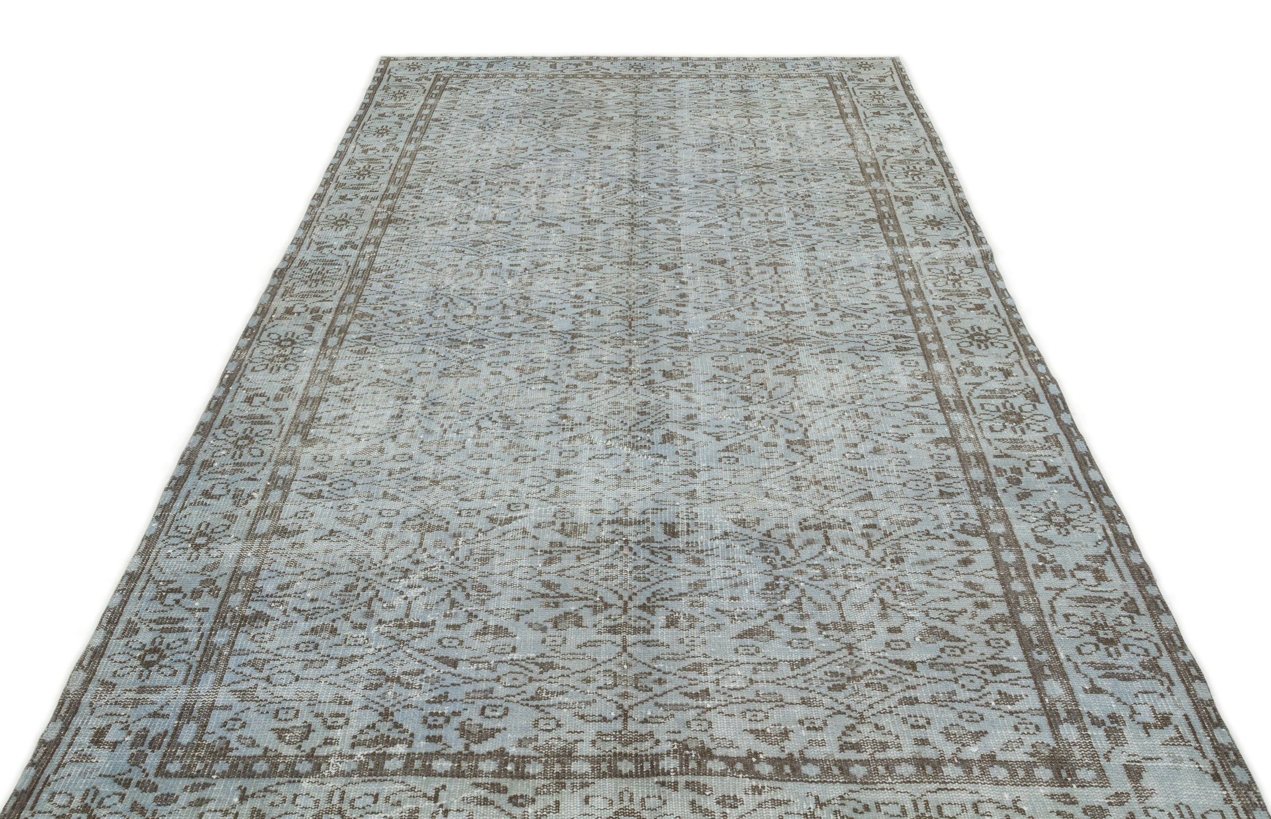 Gray Over Dyed Vintage Rug 5'8'' x 9'4'' ft 172 x 285 cm