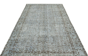 Gray Over Dyed Vintage Rug 5'8'' x 9'4'' ft 172 x 285 cm