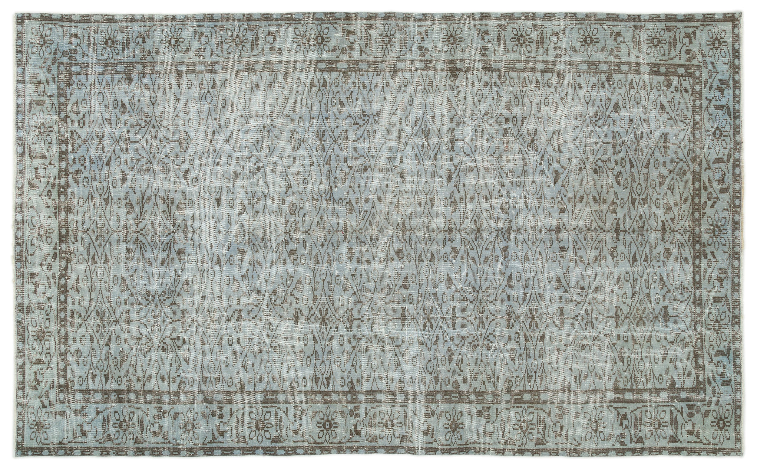 Gray Over Dyed Vintage Rug 5'8'' x 9'4'' ft 172 x 285 cm
