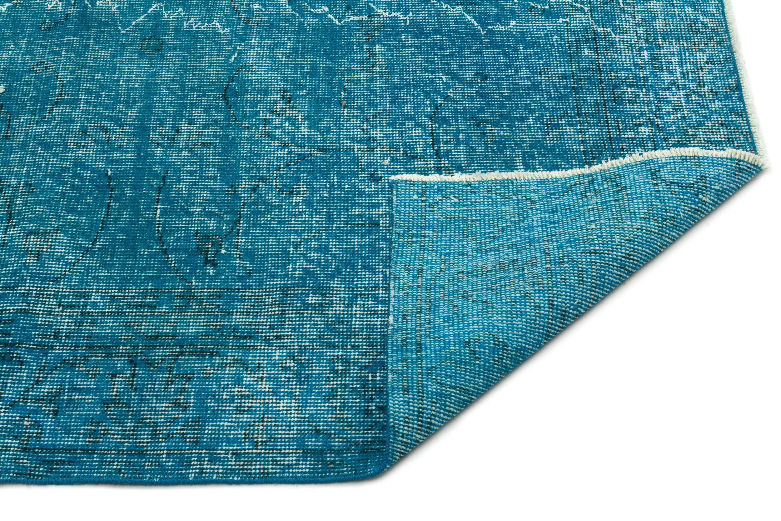 Turquoise  Over Dyed Vintage Rug 6'5'' x 9'8'' ft 195 x 295 cm