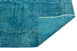 Turquoise  Over Dyed Vintage Rug 6'5'' x 9'8'' ft 195 x 295 cm