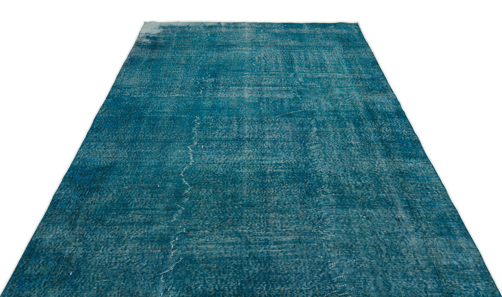 Turquoise  Over Dyed Vintage Rug 6'5'' x 9'8'' ft 195 x 295 cm