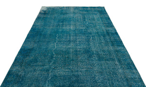 Turquoise  Over Dyed Vintage Rug 6'5'' x 9'8'' ft 195 x 295 cm