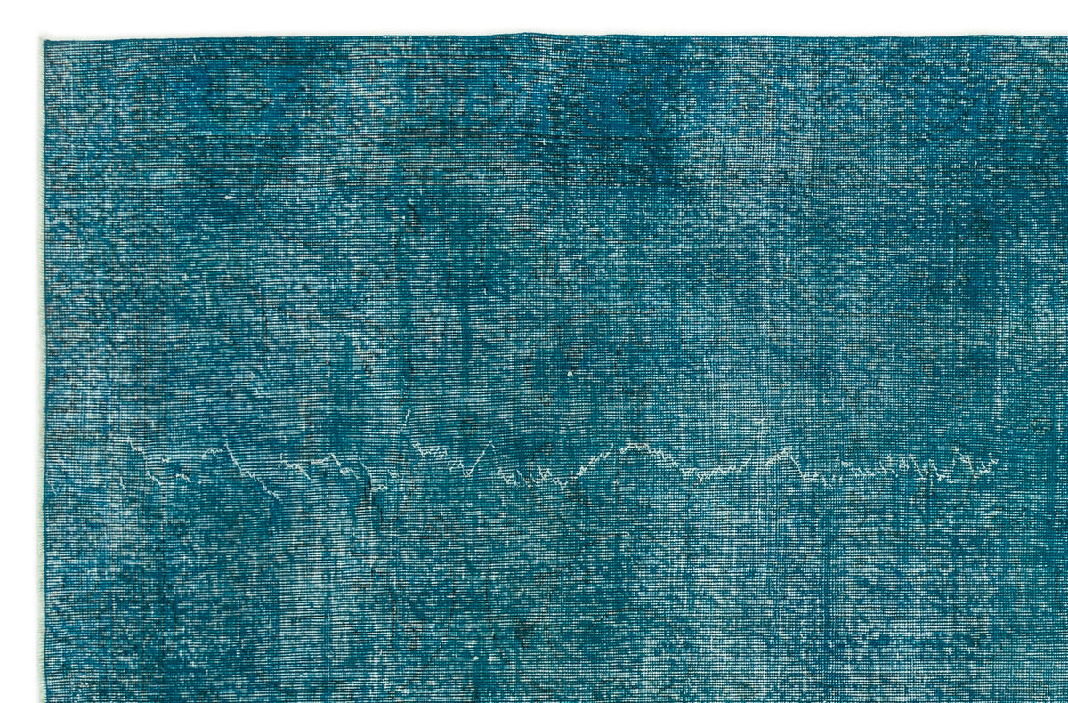 Turquoise  Over Dyed Vintage Rug 6&#39;5&#39;&#39; x 9&#39;8&#39;&#39; ft 195 x 295 cm