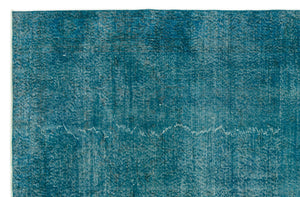 Turquoise  Over Dyed Vintage Rug 6'5'' x 9'8'' ft 195 x 295 cm