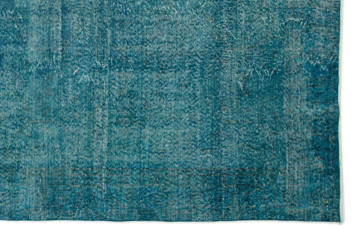 Turquoise  Over Dyed Vintage Rug 6&#39;5&#39;&#39; x 9&#39;8&#39;&#39; ft 195 x 295 cm