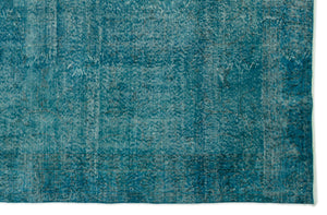 Turquoise  Over Dyed Vintage Rug 6'5'' x 9'8'' ft 195 x 295 cm