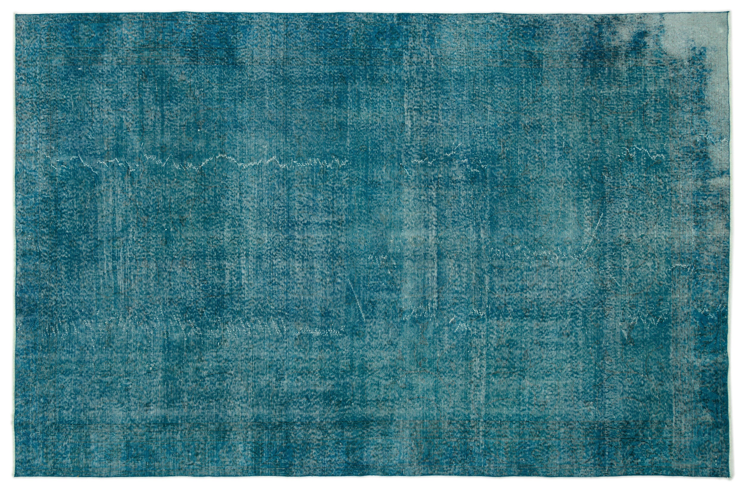 Turquoise  Over Dyed Vintage Rug 6'5'' x 9'8'' ft 195 x 295 cm
