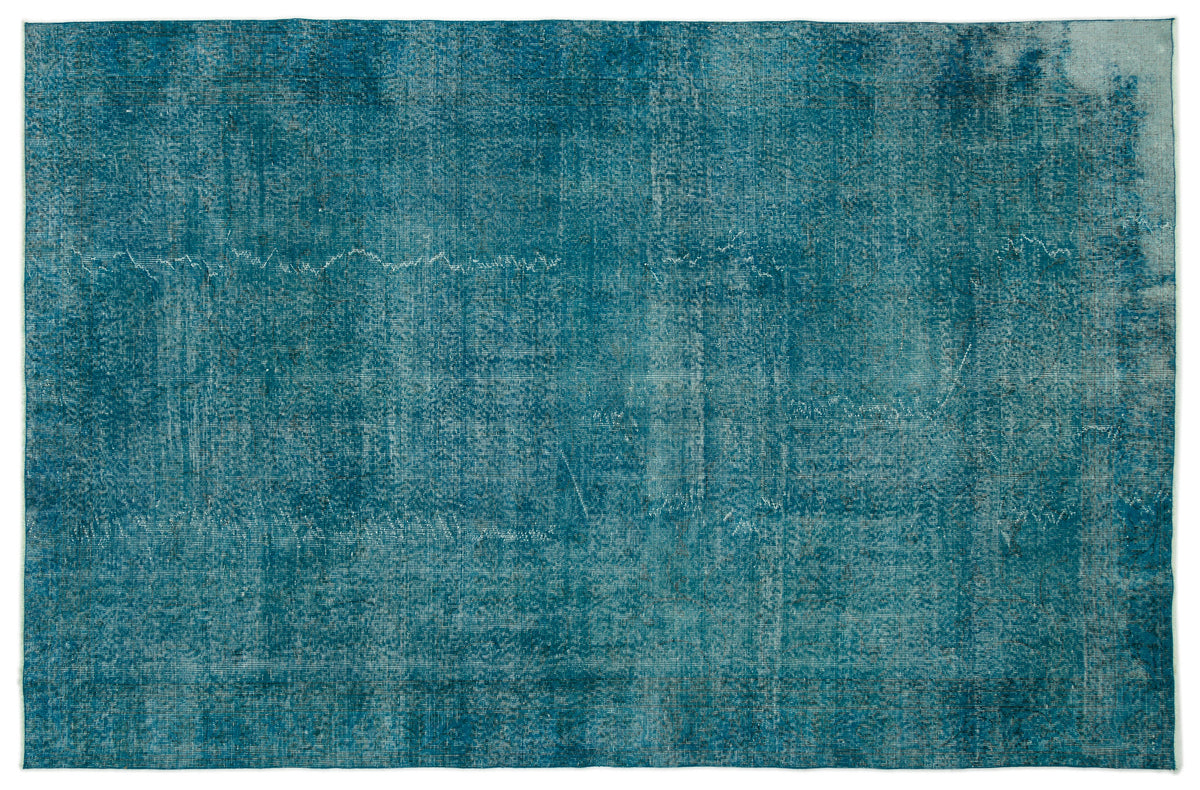 Turquoise  Over Dyed Vintage Rug 6&#39;5&#39;&#39; x 9&#39;8&#39;&#39; ft 195 x 295 cm