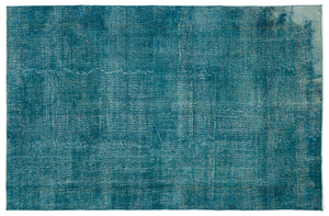 Turquoise  Over Dyed Vintage Rug 6'5'' x 9'8'' ft 195 x 295 cm