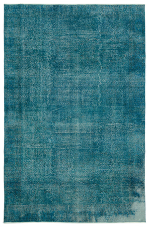 Turquoise  Over Dyed Vintage Rug 6'5'' x 9'8'' ft 195 x 295 cm