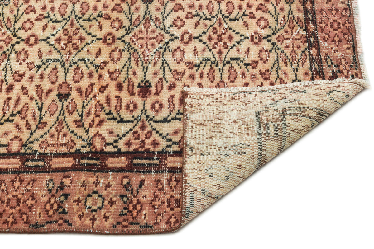 Brown Over Dyed Vintage Rug 5&#39;4&#39;&#39; x 8&#39;5&#39;&#39; ft 162 x 256 cm