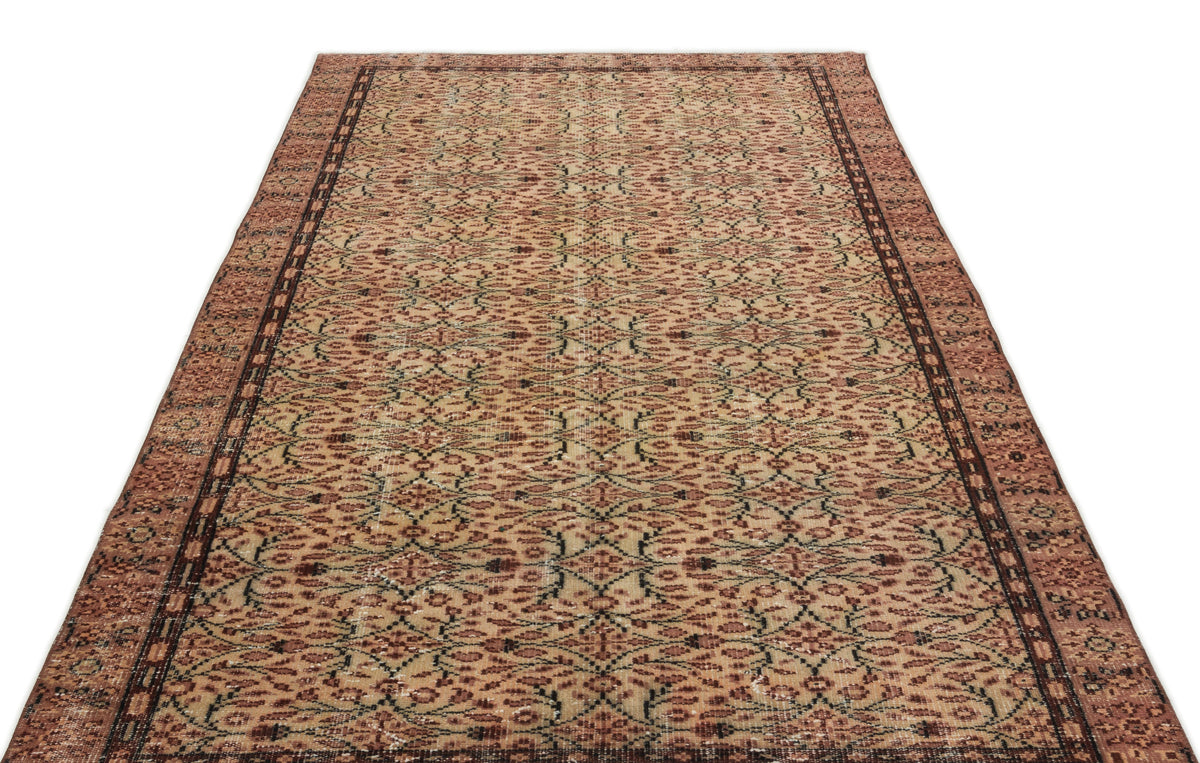 Brown Over Dyed Vintage Rug 5&#39;4&#39;&#39; x 8&#39;5&#39;&#39; ft 162 x 256 cm