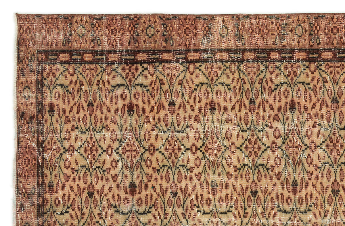 Brown Over Dyed Vintage Rug 5&#39;4&#39;&#39; x 8&#39;5&#39;&#39; ft 162 x 256 cm