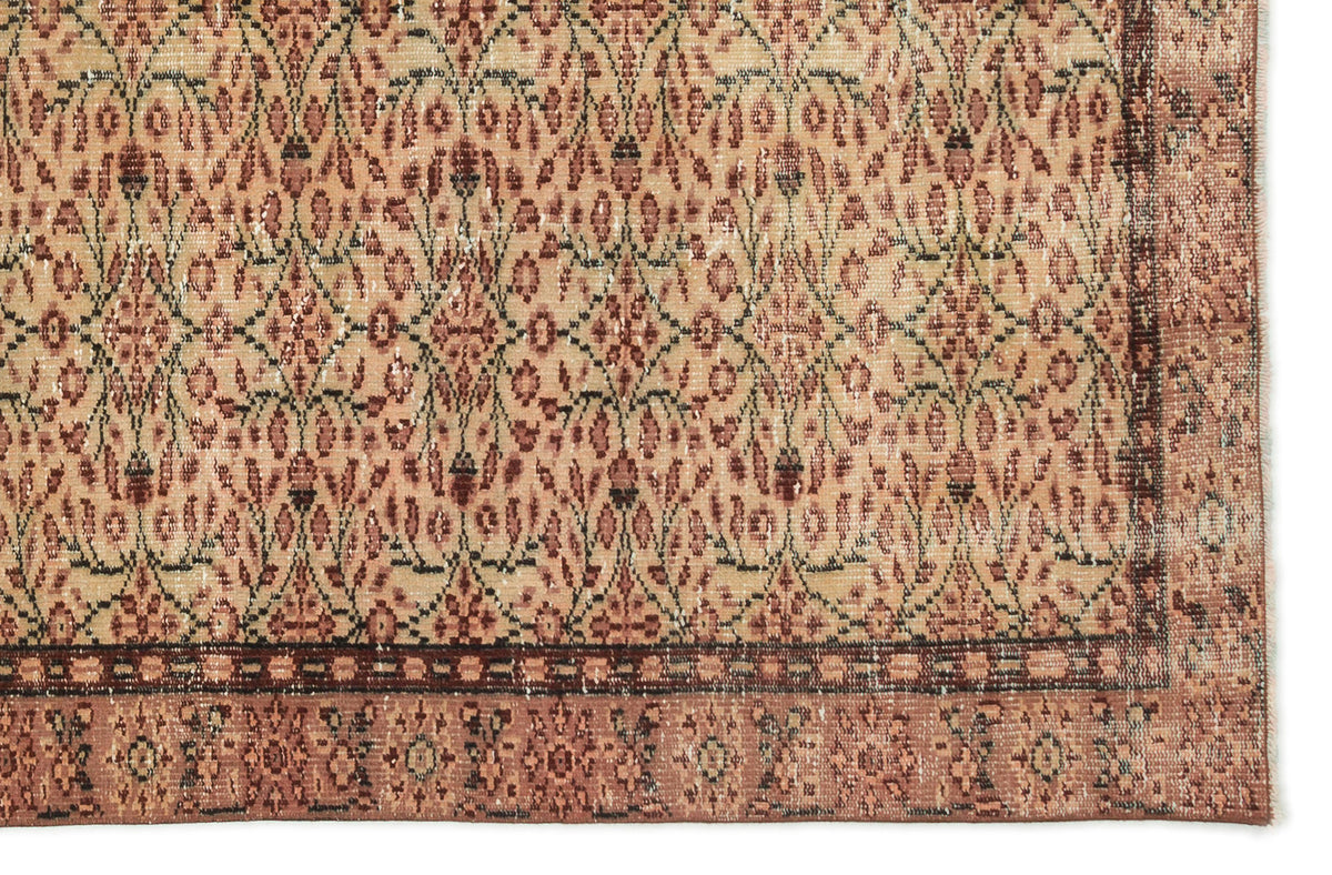 Brown Over Dyed Vintage Rug 5&#39;4&#39;&#39; x 8&#39;5&#39;&#39; ft 162 x 256 cm