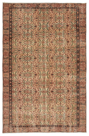 Brown Over Dyed Vintage Rug 5'4'' x 8'5'' ft 162 x 256 cm