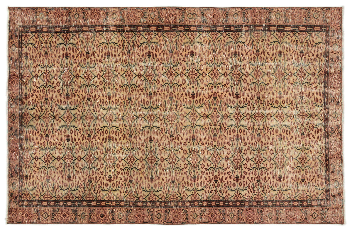 Brown Over Dyed Vintage Rug 5&#39;4&#39;&#39; x 8&#39;5&#39;&#39; ft 162 x 256 cm