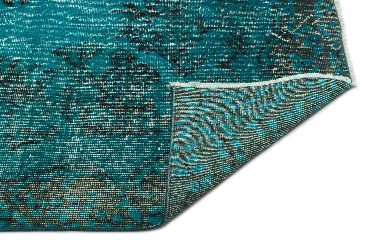 Turquoise  Over Dyed Vintage Rug 5&#39;6&#39;&#39; x 9&#39;3&#39;&#39; ft 168 x 281 cm