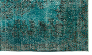 Turquoise  Over Dyed Vintage Rug 5'6'' x 9'3'' ft 168 x 281 cm