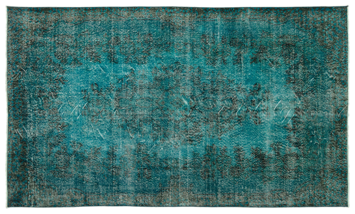 Turquoise  Over Dyed Vintage Rug 5&#39;6&#39;&#39; x 9&#39;3&#39;&#39; ft 168 x 281 cm