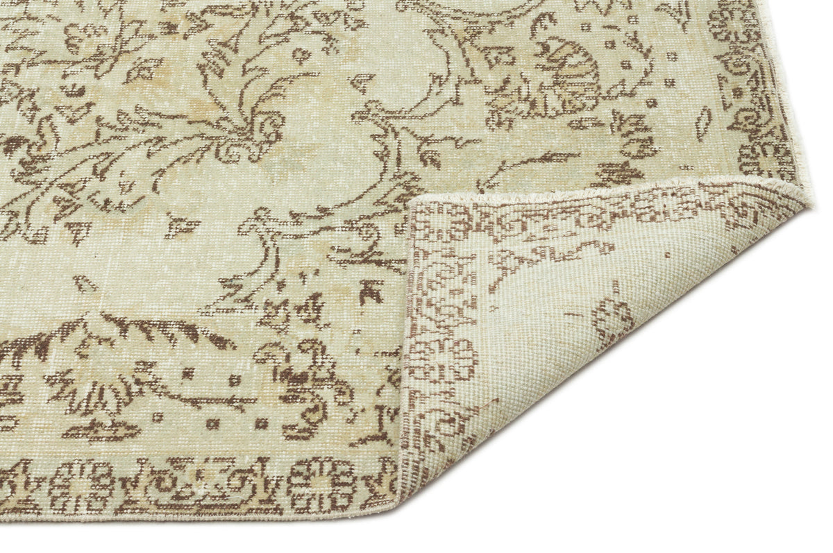 Beige Over Dyed Vintage Rug 7&#39;1&#39;&#39; x 10&#39;9&#39;&#39; ft 216 x 328 cm