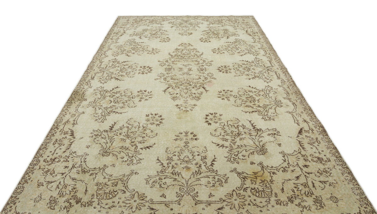 Beige Over Dyed Vintage Rug 7&#39;1&#39;&#39; x 10&#39;9&#39;&#39; ft 216 x 328 cm