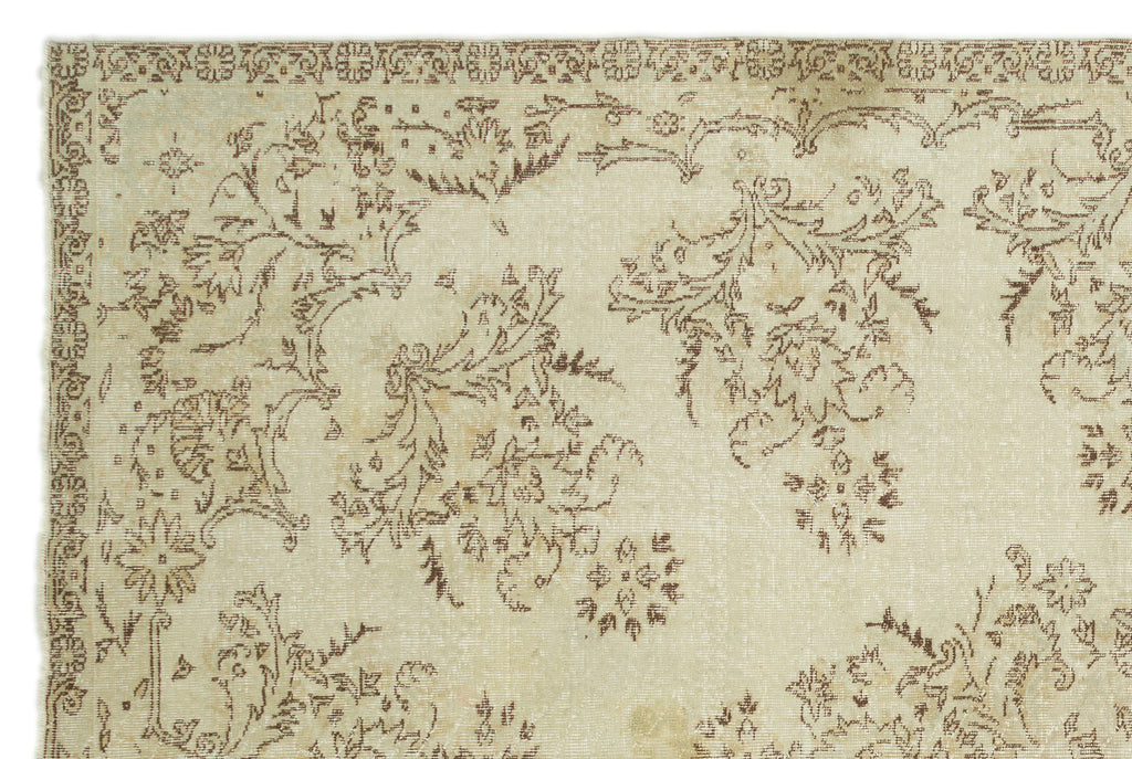 Beige Over Dyed Vintage Rug 7'1'' x 10'9'' ft 216 x 328 cm