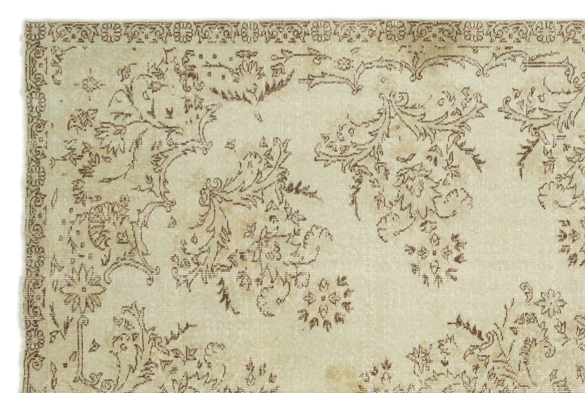 Beige Over Dyed Vintage Rug 7&#39;1&#39;&#39; x 10&#39;9&#39;&#39; ft 216 x 328 cm